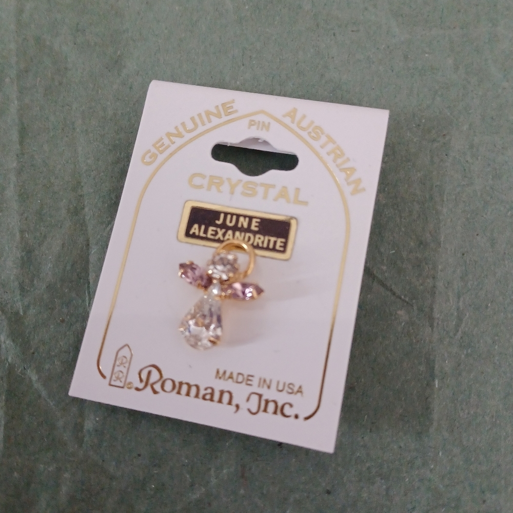 🍀June crystal angel pin